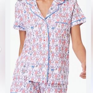 Roller Rabbit HAMPTONS Short-Sleeve Monkey Pajama Set